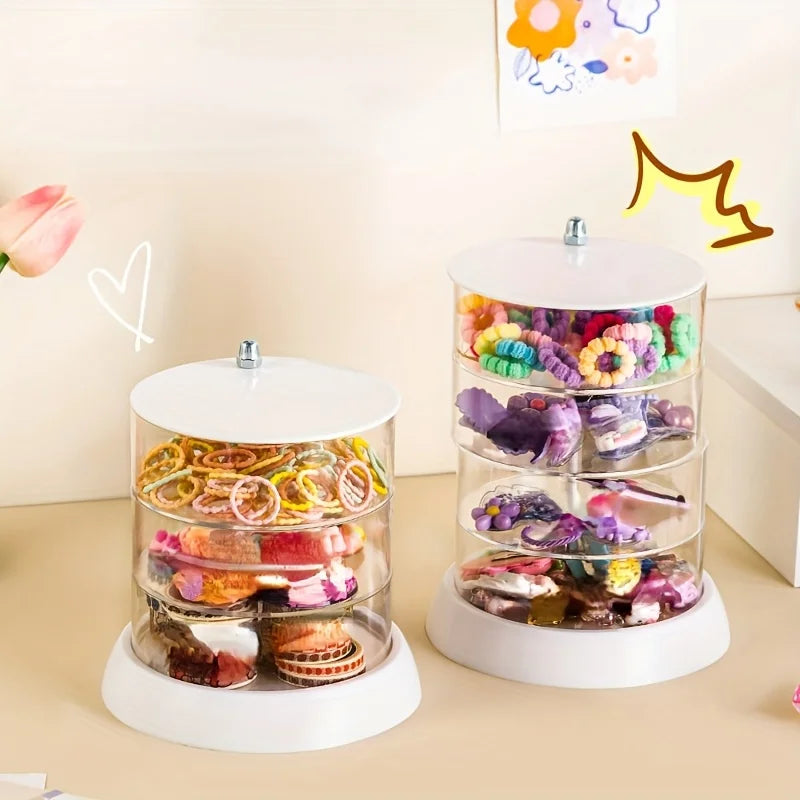 360° Rotating Makeup Organizer - Transparent, Multi-Layer Storage for Cosmetics, Hair Accessories & Jewelry - Easy Assembly