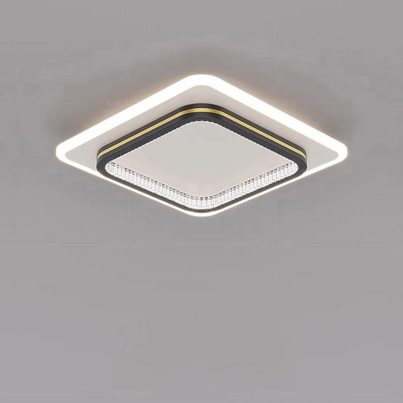 Modern LED Ceiling Lights For Home Entrance Indoor Lighting Fixtures with Crystal Lampshade Lights Round Square Luminaria