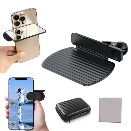 📸 Portable Camera Mirror Reflection Clip Kit – Adjustable Smartphone Mirror with Carrying Bag & Cleaning Cloth