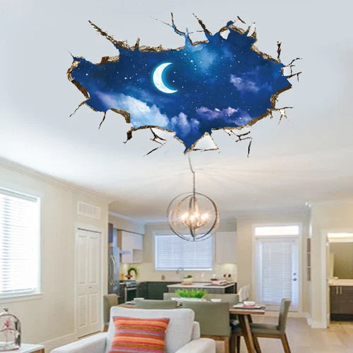 Space 3D three-dimensional wall pasted living room ceiling wall bedroom Creative room decoration wall painting background