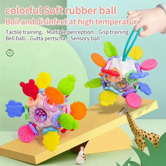 "Baby Hand Grip Training Ball – Newborn Early Education Rattle and Teether Rubber Ball for Infant Development"