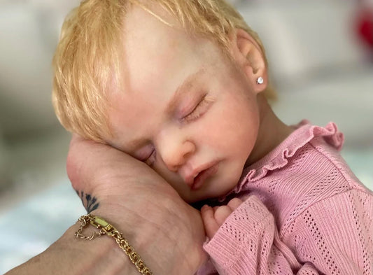 Lovely 18 Inch Silicone Reborn Girl Doll with Rooted Blonde Hair – Handmade, Waterproof, Soft Touch Baby Doll