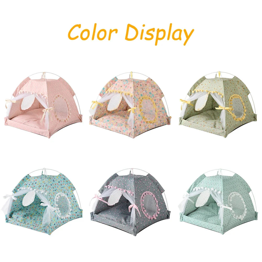 Floral Pet Tent Bed – Foldable Indoor/Outdoor House for Cats, Small Dogs & Rabbitsn Bed Kennel For Small Pets