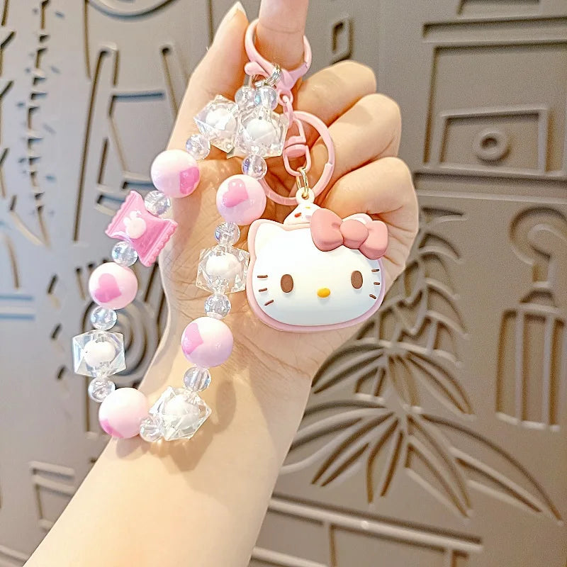 Kawaii Sanrio Mobile Chain Keychain – Kuromi, Cinnamoroll, Pochacco Backpack Pendant Beaded Decoration Gift