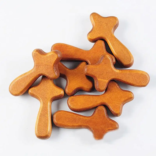 "Jesus Handheld Wooden Cross – Religious Gift for Prayer & Worship"