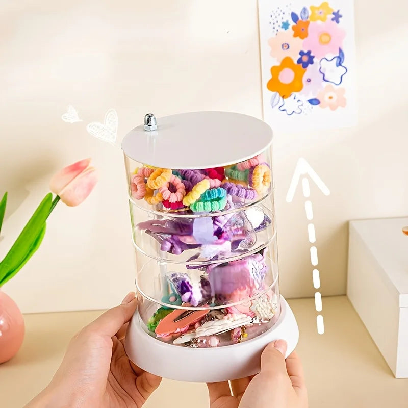 360° Rotating Makeup Organizer - Transparent, Multi-Layer Storage for Cosmetics, Hair Accessories & Jewelry - Easy Assembly