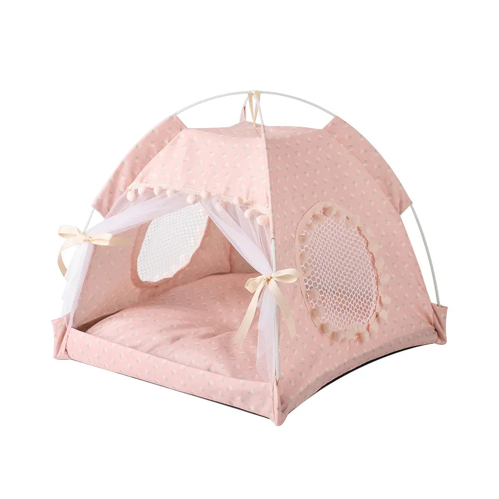 Floral Pet Tent Bed – Foldable Indoor/Outdoor House for Cats, Small Dogs & Rabbitsn Bed Kennel For Small Pets