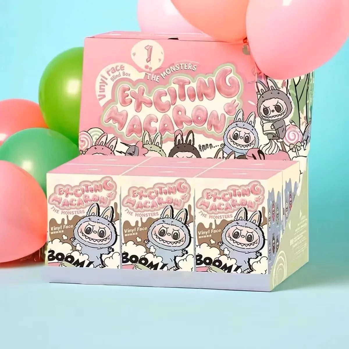 Genuine Labubu V1 Exciting Macaron Series The Monsters Vinyl Face Pendant Doll Model Toy Cute Keychain Toys Birthday Gifts