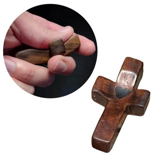 "Faith in Hand – Mini Wooden Prayer Cross for Comfort & Strength"