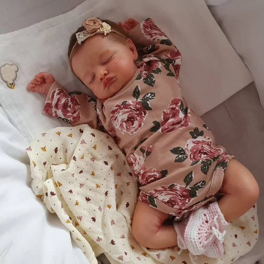 "Rosalie – 19-inch Ultra-Realistic Sleeping Reborn Baby Doll with Hand-Painted 3D Skin & Visible Veins"