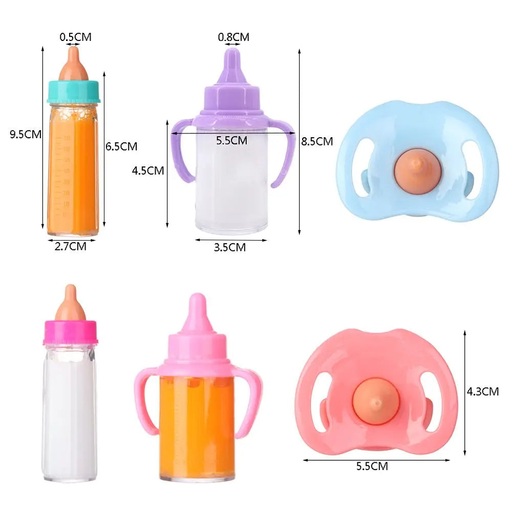 Magic Juice & Milk Bottle Set with Pacifier & Bib – For 18-Inch Reborn Baby Dollsbs Magic Milk Bottles