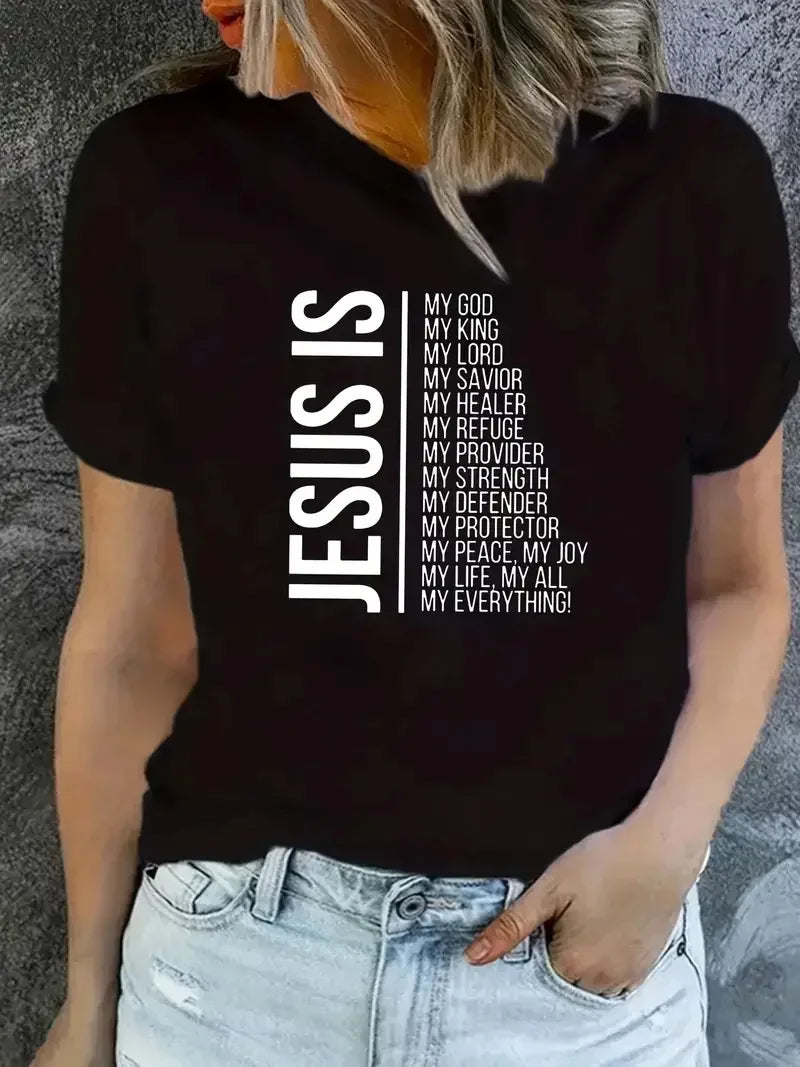 Jesus Is Faith Graphic T-Shirt Women'S Clothing Short Sleeve Casual Top Tshirt Femme Summer Fashion T-Shirt Female Streetwear