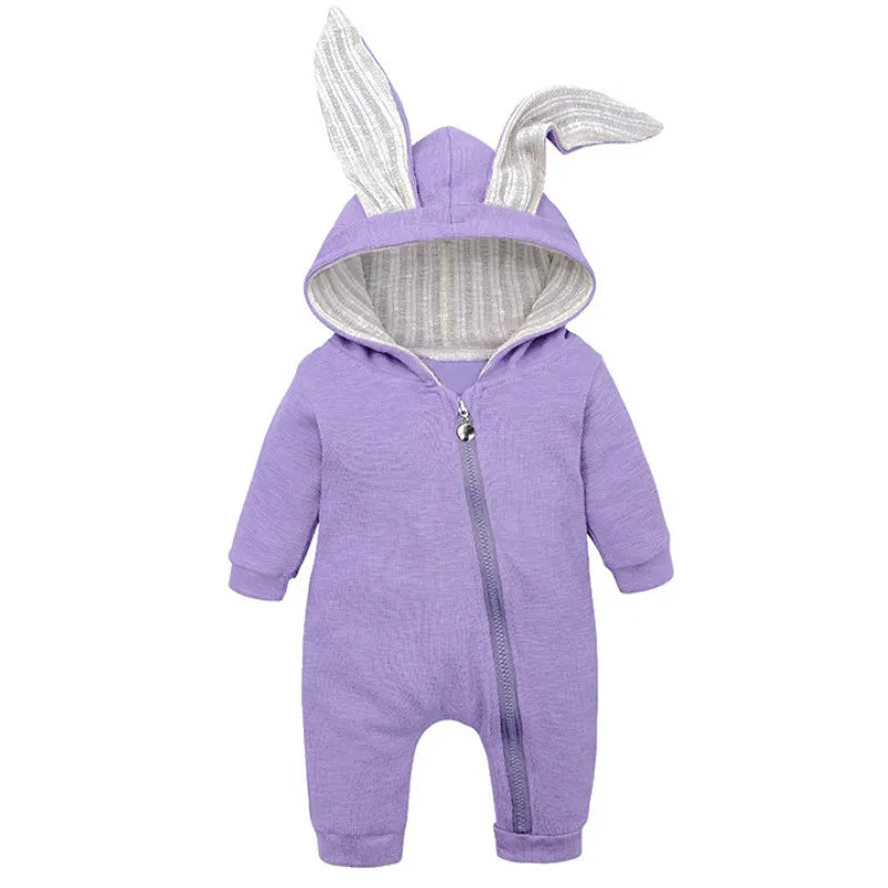 Baby Bunny Romper – Autumn/Winter Hooded Jumpsuit for Infant Boys & Girls | Newborn Halloween Costume Outfit