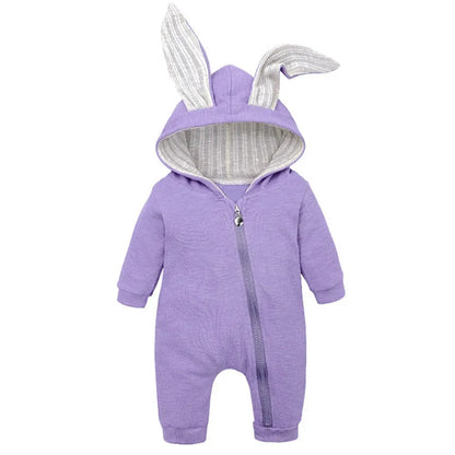 Baby Bunny Romper – Autumn/Winter Hooded Jumpsuit for Infant Boys & Girls | Newborn Halloween Costume Outfit