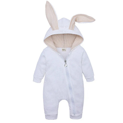 Baby Bunny Romper – Autumn/Winter Hooded Jumpsuit for Infant Boys & Girls | Newborn Halloween Costume Outfit