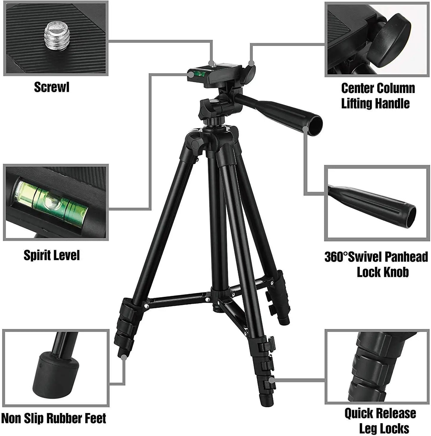 Smartphone Tripod | Portable Mobile Phone Stand | Cellphone Selfie Holder for Photos and Videos
