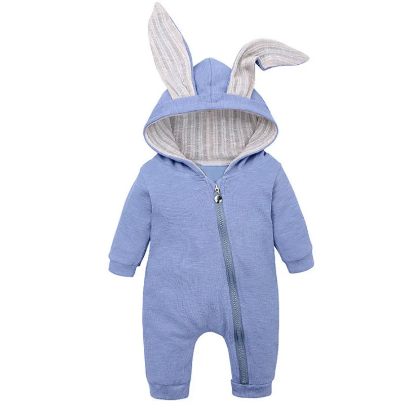 Baby Bunny Romper – Autumn/Winter Hooded Jumpsuit for Infant Boys & Girls | Newborn Halloween Costume Outfit