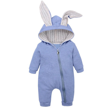 Baby Bunny Romper – Autumn/Winter Hooded Jumpsuit for Infant Boys & Girls | Newborn Halloween Costume Outfit