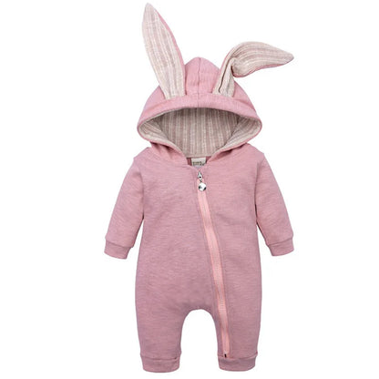 Baby Bunny Romper – Autumn/Winter Hooded Jumpsuit for Infant Boys & Girls | Newborn Halloween Costume Outfit