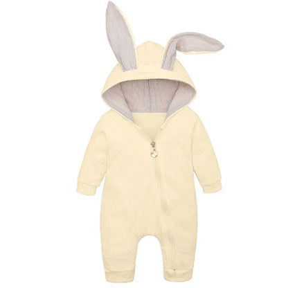 Baby Bunny Romper – Autumn/Winter Hooded Jumpsuit for Infant Boys & Girls | Newborn Halloween Costume Outfit