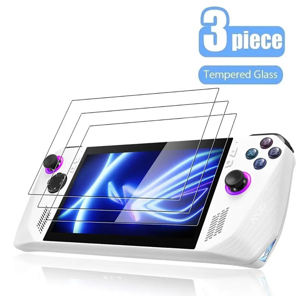 3pcs Game Accessories Screen Protector Handheld Console 7-inch Protective Film HD Curved Edge Tempered Glass for Asus ROG Ally