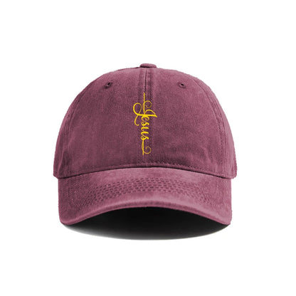 "Faith Over Fear – Jesus Cross Distressed Dad Hat"