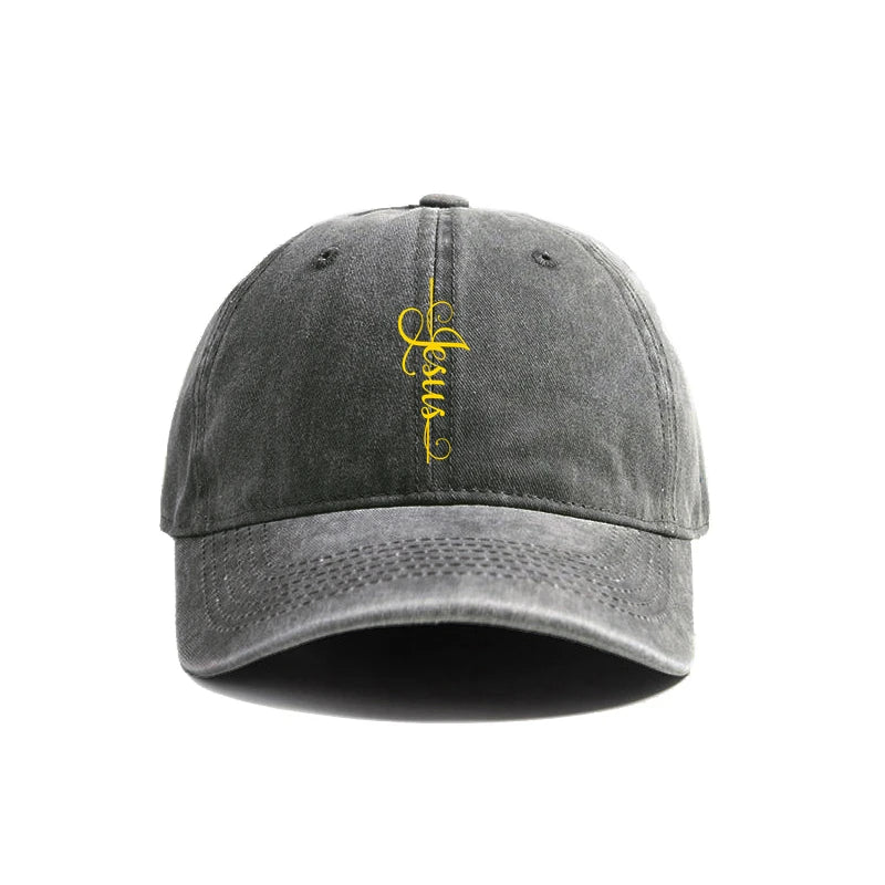 "Faith Over Fear – Jesus Cross Distressed Dad Hat"