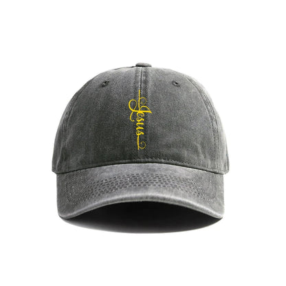 "Faith Over Fear – Jesus Cross Distressed Dad Hat"