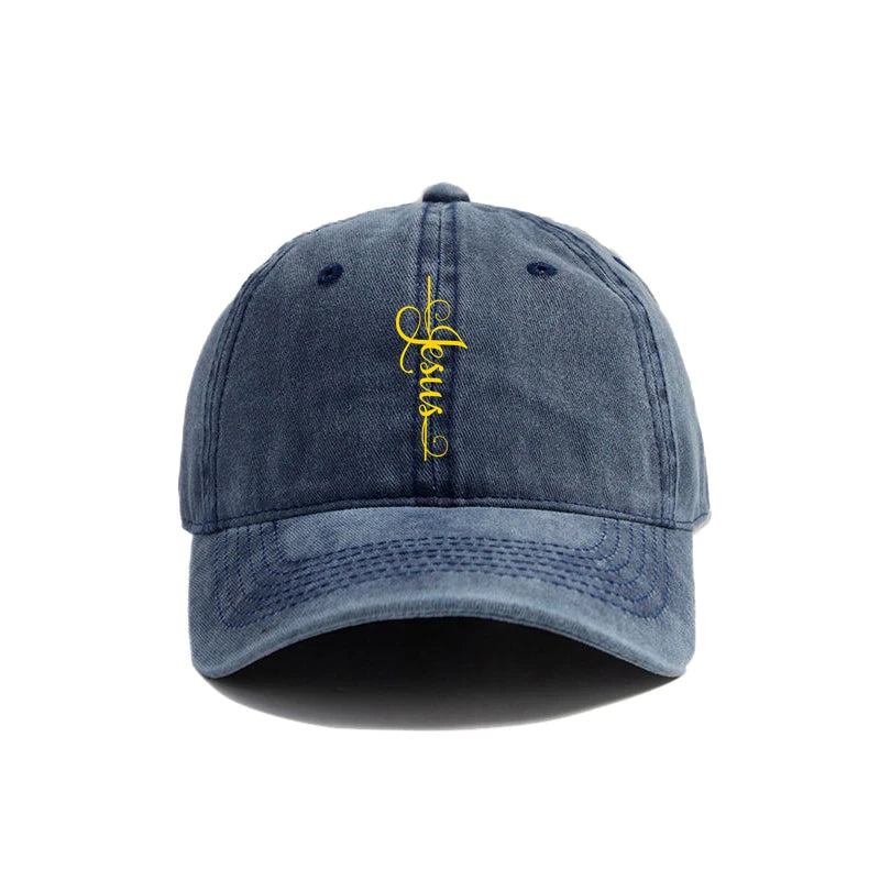 "Faith Over Fear – Jesus Cross Distressed Dad Hat"