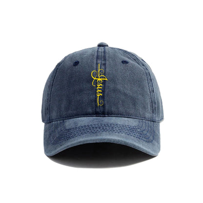 "Faith Over Fear – Jesus Cross Distressed Dad Hat"