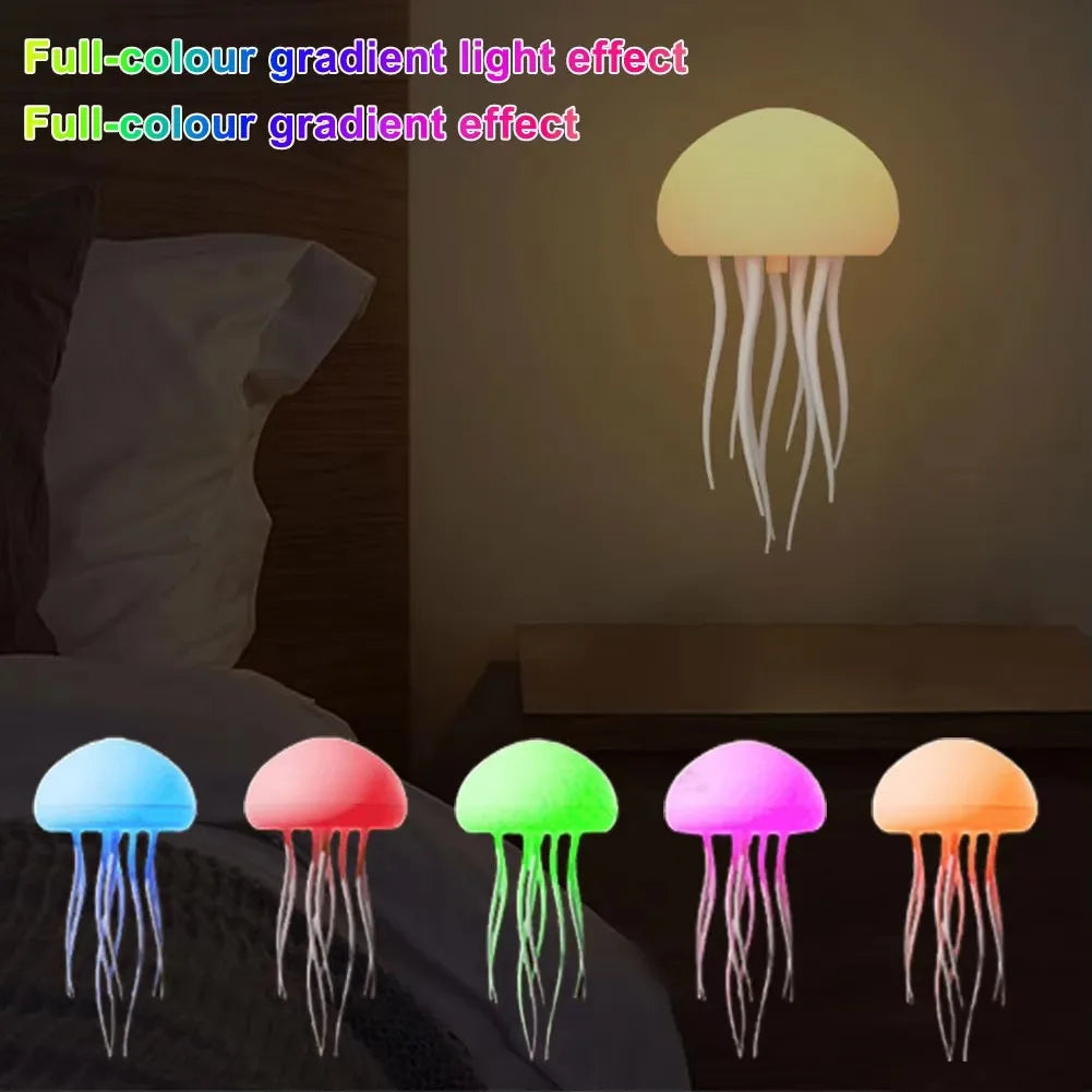 RGB Jellyfish Night Light – Cute Cartoon Bedside Lamp with Voice Control & Type-C Charging