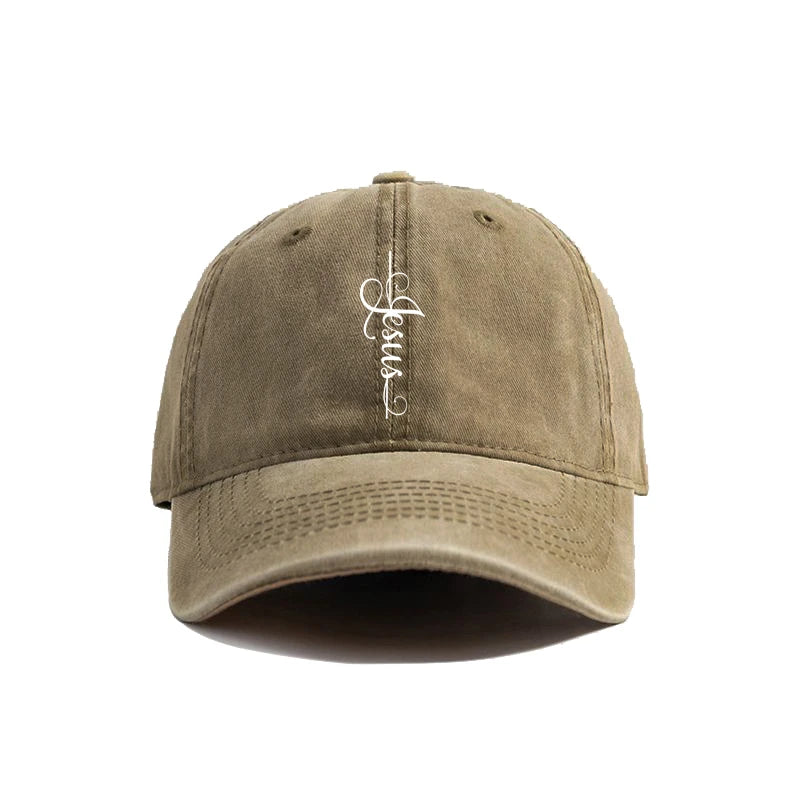 "Faith Over Fear – Jesus Cross Distressed Dad Hat"