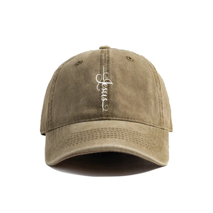 "Faith Over Fear – Jesus Cross Distressed Dad Hat"