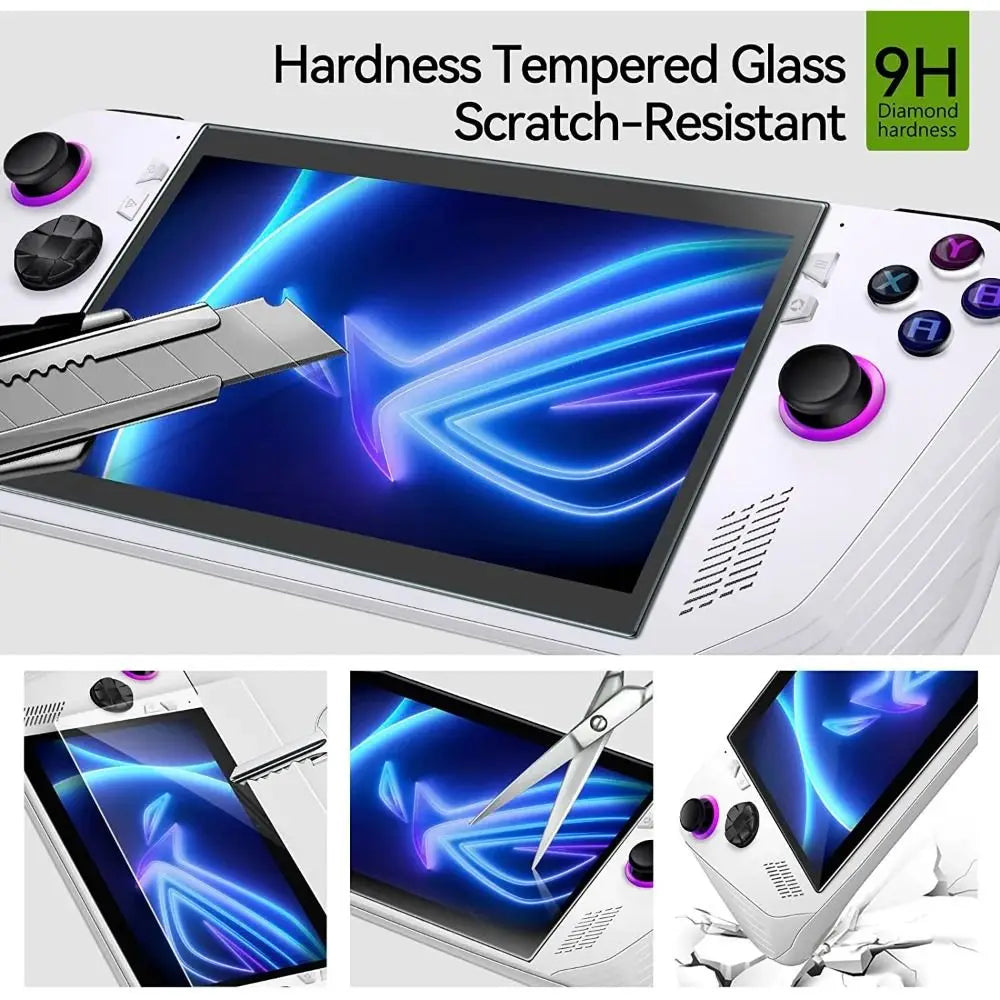3pcs Game Accessories Screen Protector Handheld Console 7-inch Protective Film HD Curved Edge Tempered Glass for Asus ROG Ally
