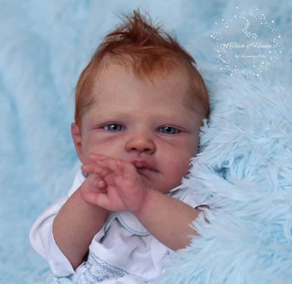 18-20 Inch Realistic August Reborn Baby Doll with Open Eyes, Rooted Hair, Soft Cloth Body, and 3D Painted Skin – Lifelike Newborn Baby Doll