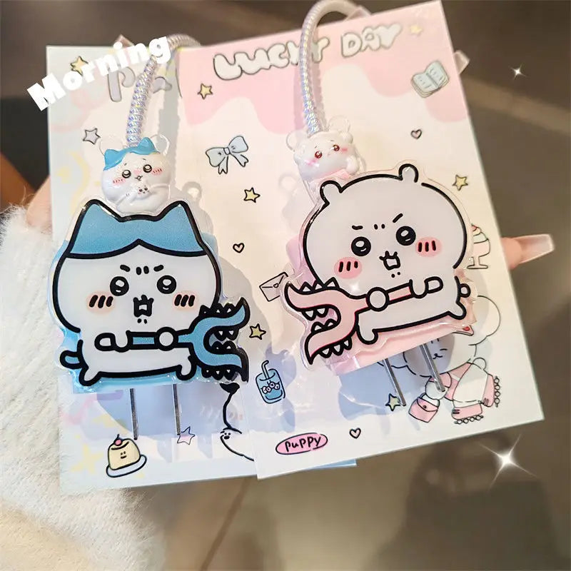 4Pcs/Set Sanrio Chiikawa Cable Protector & Charger Cord Organizer for iPhone 12/13/14/15 – Compatible with 18W/20W Chargers