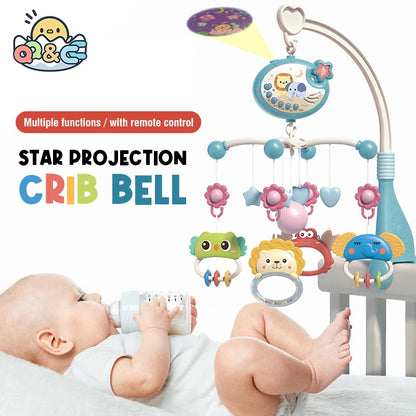 Remote Control Baby Crib Mobile with Star Projector – Musical Bed Bell Toy for Newborns (0-6 Months)