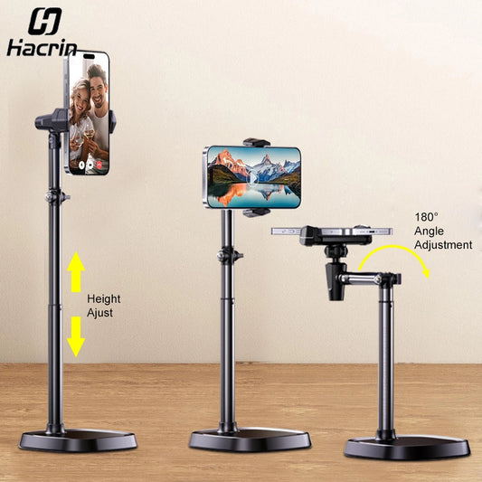 Height Adjustable Phone Holder for Live Broadcast – Portable Folding Multi-Angle Adjustable Stand for Cell Phones