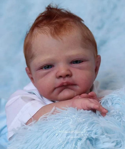 18-20 Inch Realistic August Reborn Baby Doll with Open Eyes, Rooted Hair, Soft Cloth Body, and 3D Painted Skin – Lifelike Newborn Baby Doll