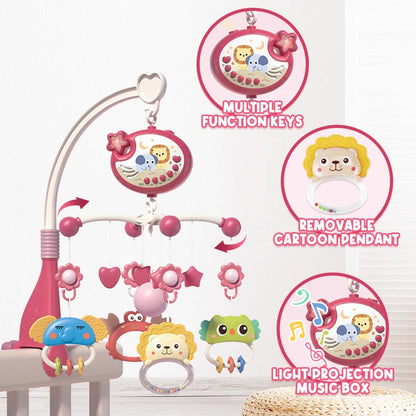 Remote Control Baby Crib Mobile with Star Projector – Musical Bed Bell Toy for Newborns (0-6 Months)