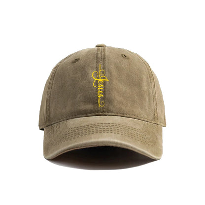 "Faith Over Fear – Jesus Cross Distressed Dad Hat"