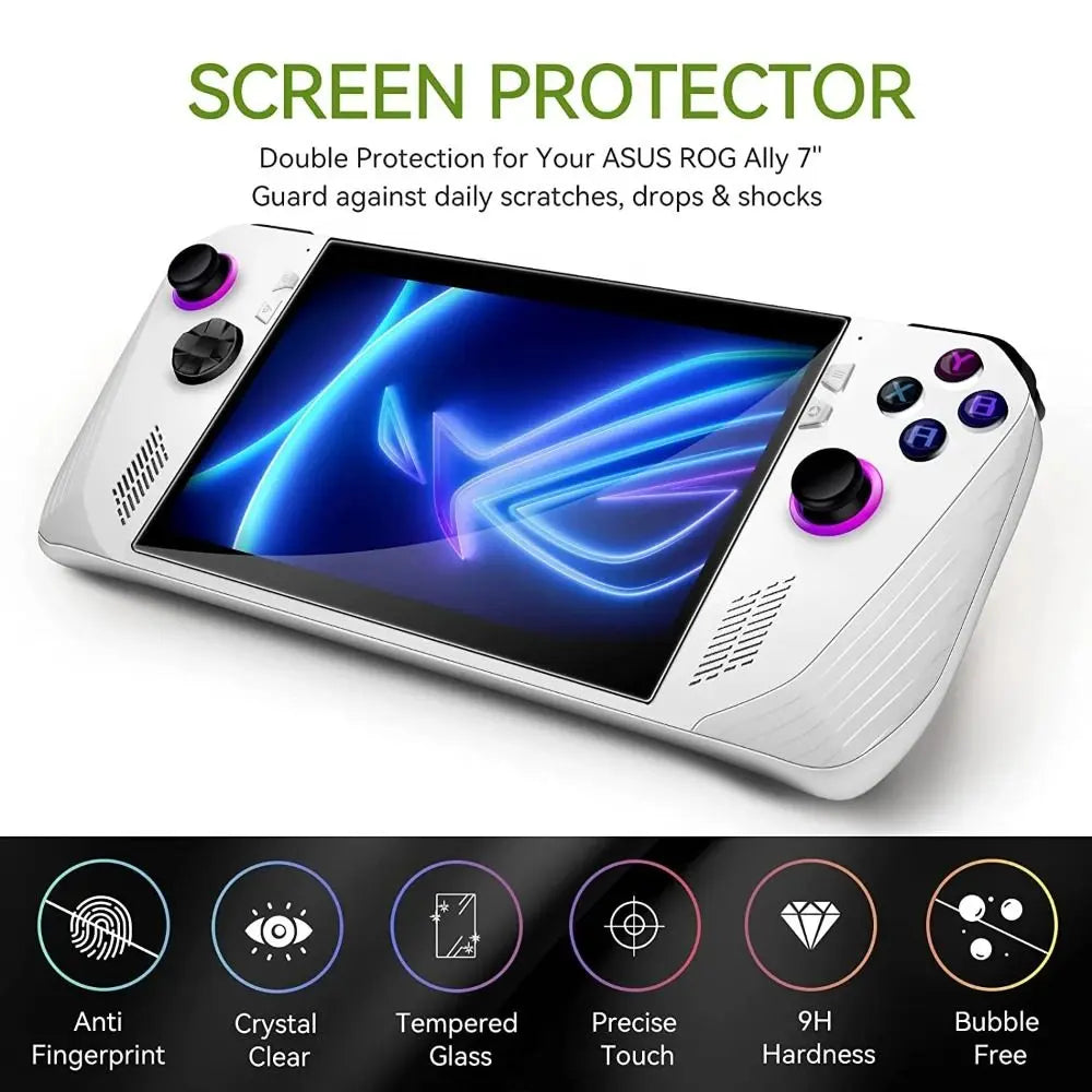 3pcs Game Accessories Screen Protector Handheld Console 7-inch Protective Film HD Curved Edge Tempered Glass for Asus ROG Ally