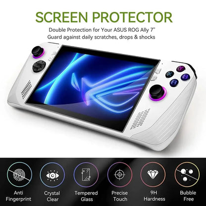 3pcs Game Accessories Screen Protector Handheld Console 7-inch Protective Film HD Curved Edge Tempered Glass for Asus ROG Ally