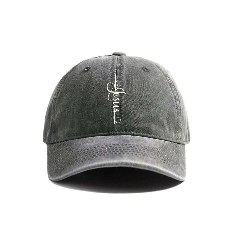 "Faith Over Fear – Jesus Cross Distressed Dad Hat"