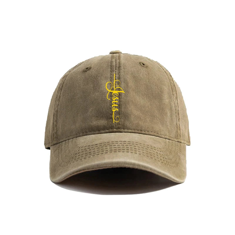 "Faith Over Fear – Jesus Cross Distressed Dad Hat"