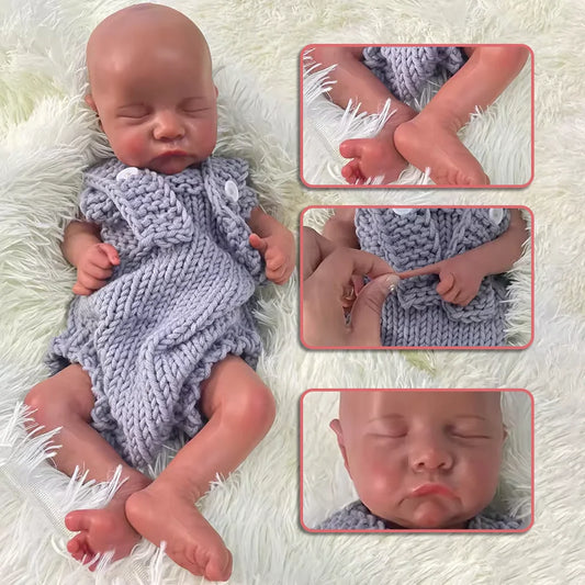 Lifelike Preemie Reborn Baby Boy – Soft Full Body Silicone Doll with Realistic Features (18 Inch)