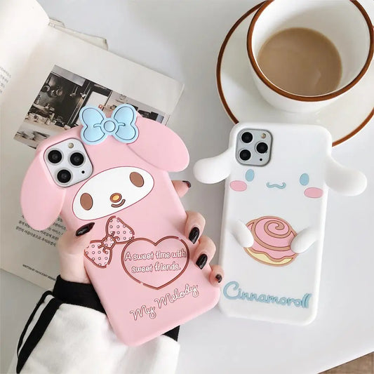 Cartoon Sanrio My Melody & Cinnamoroll Soft Silicone TPU Phone Cases for iPhone 7 to 15 Pro Max