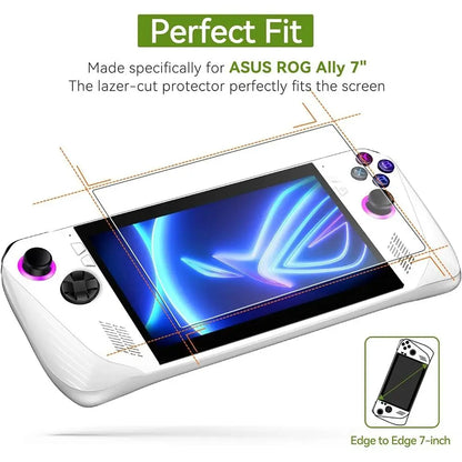 3pcs Game Accessories Screen Protector Handheld Console 7-inch Protective Film HD Curved Edge Tempered Glass for Asus ROG Ally