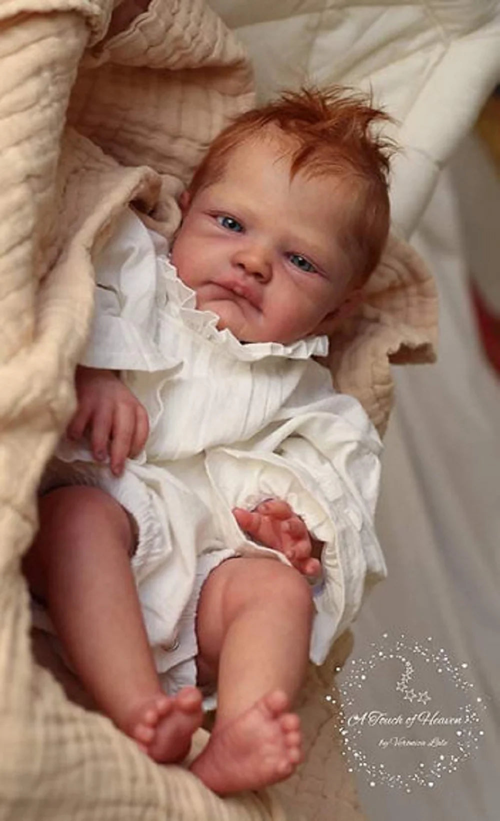 18-20 Inch Realistic August Reborn Baby Doll with Open Eyes, Rooted Hair, Soft Cloth Body, and 3D Painted Skin – Lifelike Newborn Baby Doll