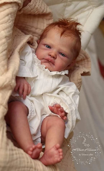 18-20 Inch Realistic August Reborn Baby Doll with Open Eyes, Rooted Hair, Soft Cloth Body, and 3D Painted Skin – Lifelike Newborn Baby Doll